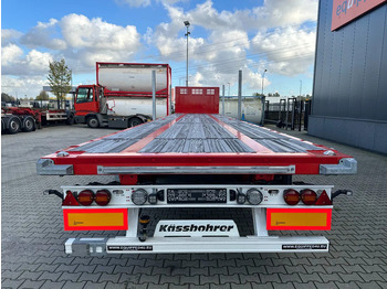 Novi Poluprikolica plato/ Otvoreni sanduk Kässbohrer NEU Heavy-Duty Platform, Heckbündig, Twistlocks (1x 40FT / 2x 20FT), ADR (EX/II, EX/III, FL, AT), Rungtasschen, Scheibebremsen: slika Novi Poluprikolica plato/ Otvoreni sanduk Kässbohrer NEU Heavy-Duty Platform, Heckbündig, Twistlocks (1x 40FT / 2x 20FT), ADR (EX/II, EX/III, FL, AT), Rungtasschen, Scheibebremsen