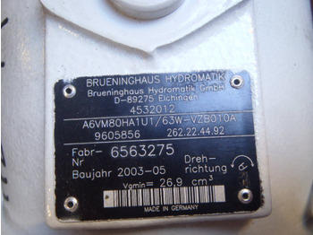 Hidraulični motor za Građevinski strojevi Brueninghaus Hydromatik A7VM80HA1U1/63W-VZB010A - 4550852: slika Hidraulični motor za Građevinski strojevi Brueninghaus Hydromatik A7VM80HA1U1/63W-VZB010A - 4550852