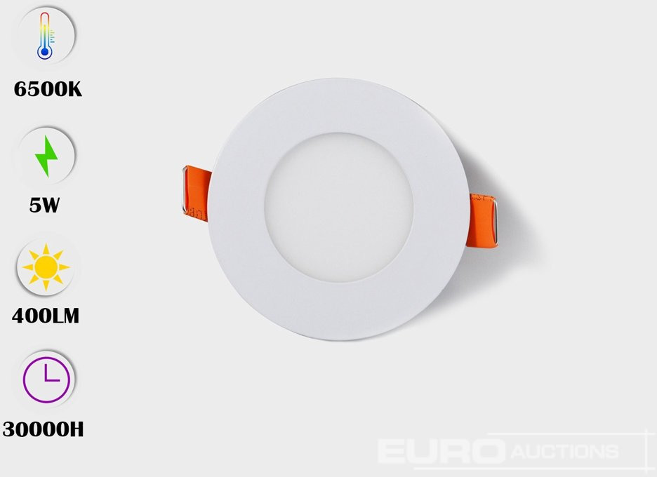 Građevinska oprema Unused LED Panel Recessed 5W - LED SMD - Round - 6500K (daylight) - 400 Lumens - AC220-240V - IP20 - Lifetime: 30,000 hours -Driver included - Dimensions: 85mm x 20mm - Mounting diameter: 70mm - Beam: slika Građevinska oprema Unused LED Panel Recessed 5W - LED SMD - Round - 6500K (daylight) - 400 Lumens - AC220-240V - IP20 - Lifetime: 30,000 hours -Driver included - Dimensions: 85mm x 20mm - Mounting diameter: 70mm - Beam